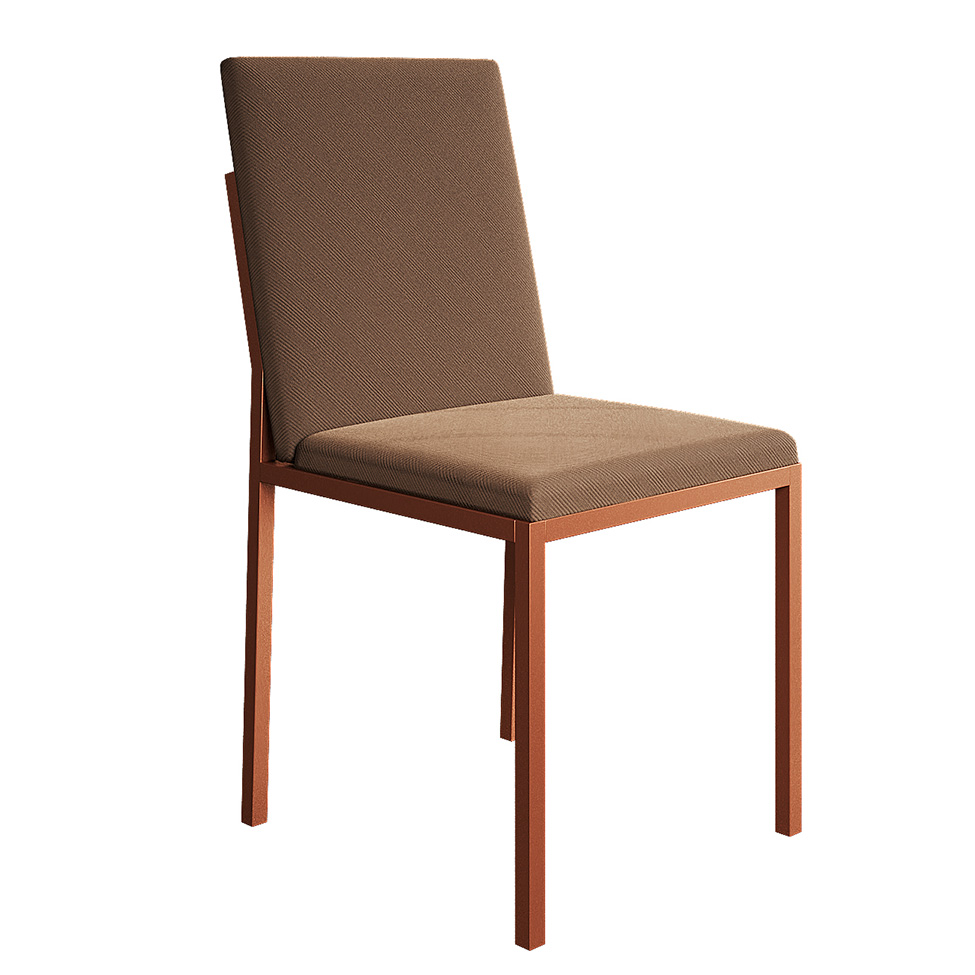 Conjunto de Mesa de Jantar com Tampo Imbuia e 4 Cadeiras Mônaco Veludo Marrom e Cobre