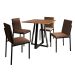 Conjunto de Mesa de Jantar com Tampo Imbuia e 4 Cadeiras Mônaco Veludo Marrom e Preto