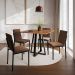 Conjunto de Mesa de Jantar com Tampo Imbuia e 4 Cadeiras Mônaco Veludo Marrom e Preto