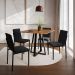 Conjunto de Mesa de Jantar com Tampo Imbuia e 4 Cadeiras Mônaco Veludo Preto