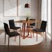 Conjunto de Mesa de Jantar com Tampo Imbuia e 4 Cadeiras Mônaco Veludo Preto e Cobre