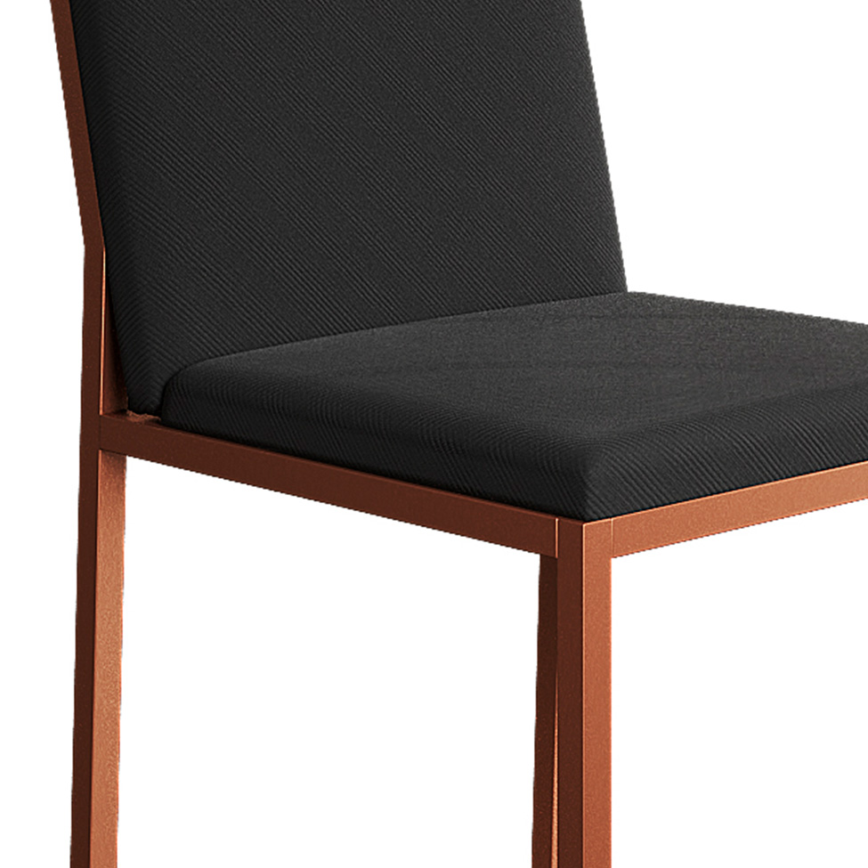 Conjunto de Mesa de Jantar com Tampo Imbuia e 4 Cadeiras Mônaco Veludo Preto e Cobre