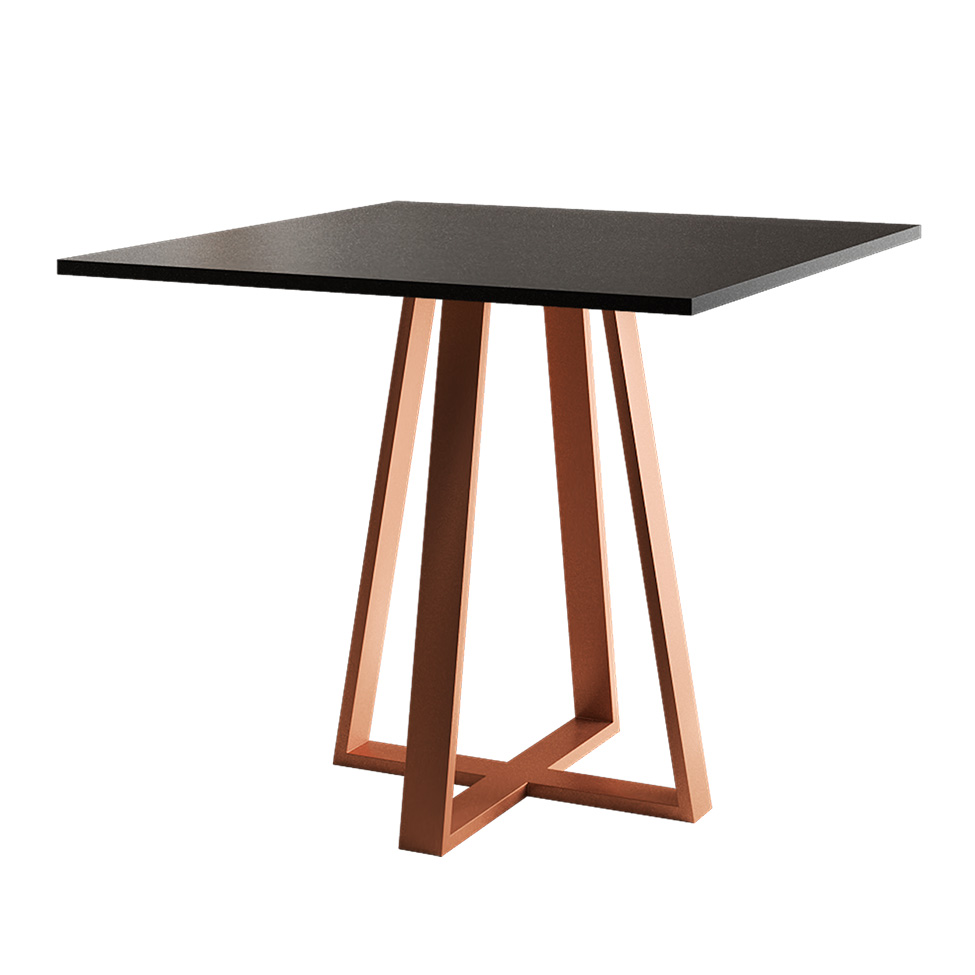 Conjunto de Mesa de Jantar com Tampo Preto e 4 Cadeiras Mônaco Veludo Bege e Cobre