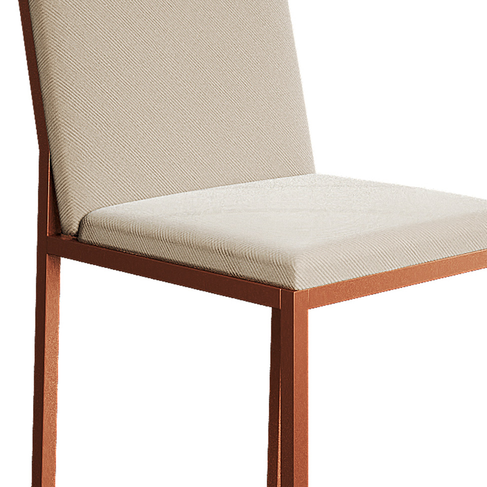 Conjunto de Mesa de Jantar com Tampo Preto e 4 Cadeiras Mônaco Veludo Bege e Cobre