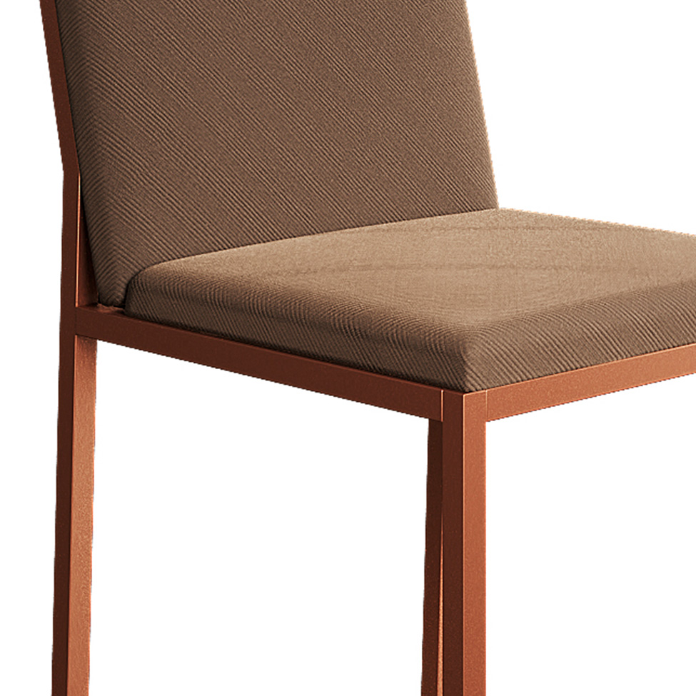 Conjunto de Mesa de Jantar com Tampo Preto e 4 Cadeiras Mônaco Veludo Marrom e Cobre
