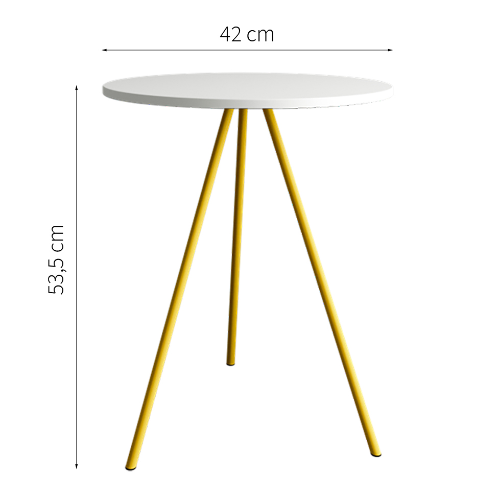 Mesa Lateral Gabriela Wood Branca e Amarela
