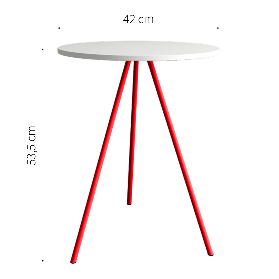Mesa Lateral Gabriela Wood Branca e Vermelha