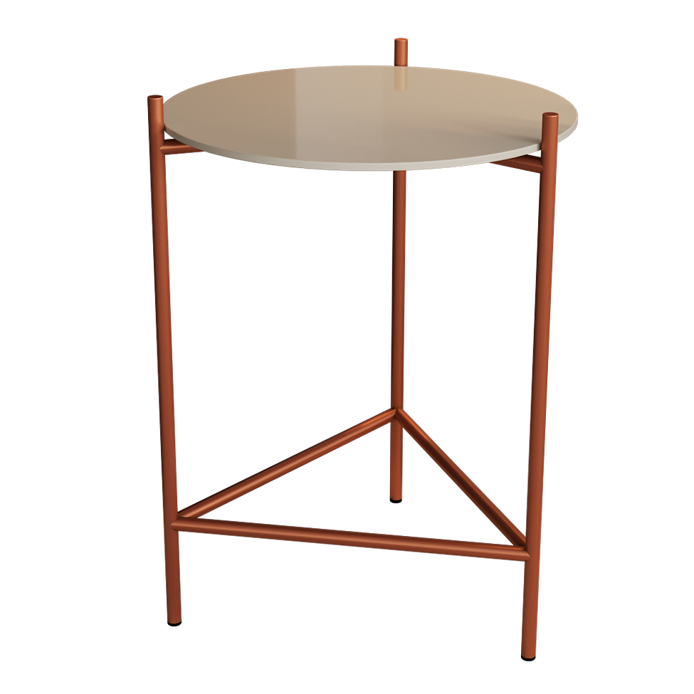 Mesa Lateral Marbella Off White e Cobre