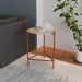 Mesa Lateral Marbella Off White e Cobre