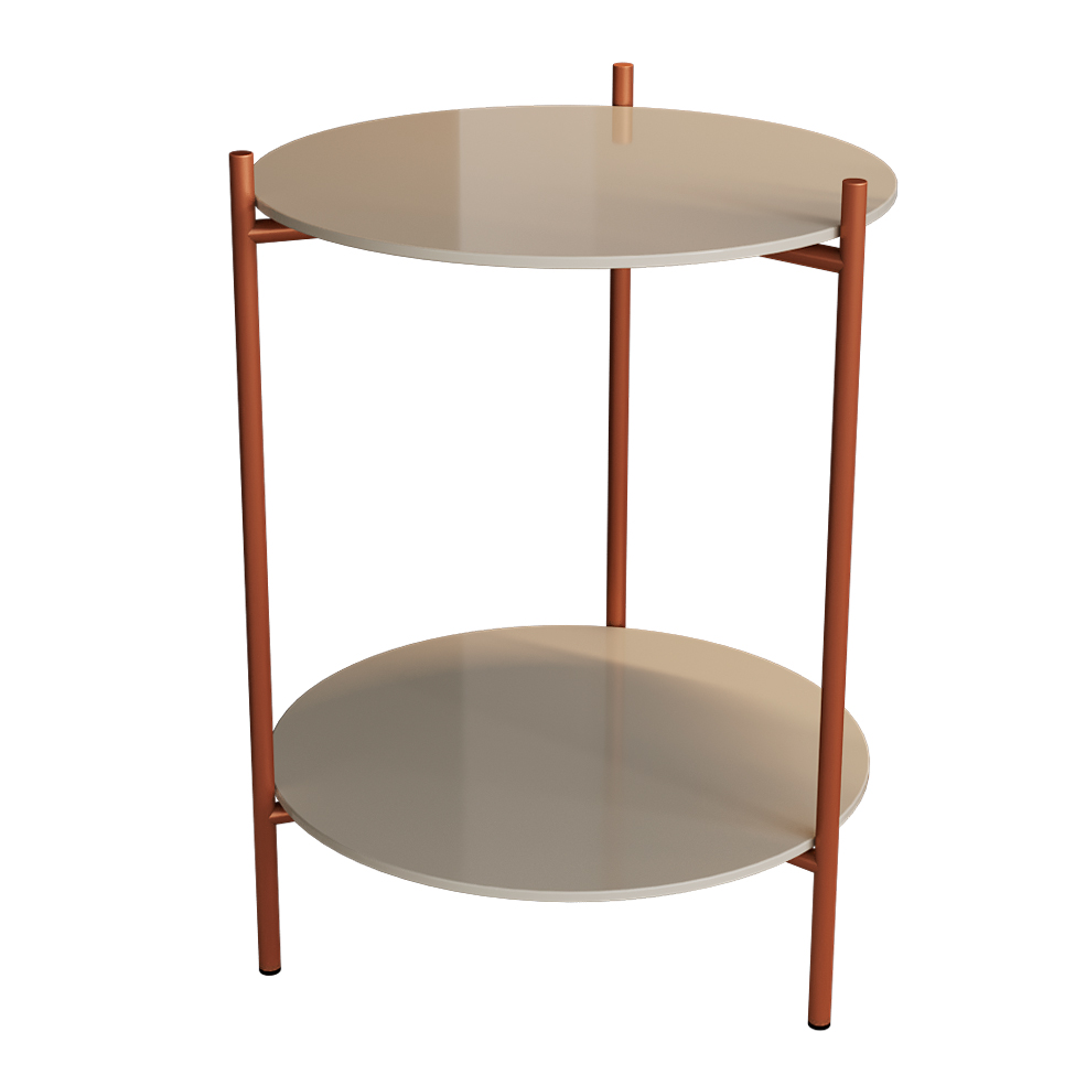 Mesa Lateral Marbella Premium Off White e Cobre