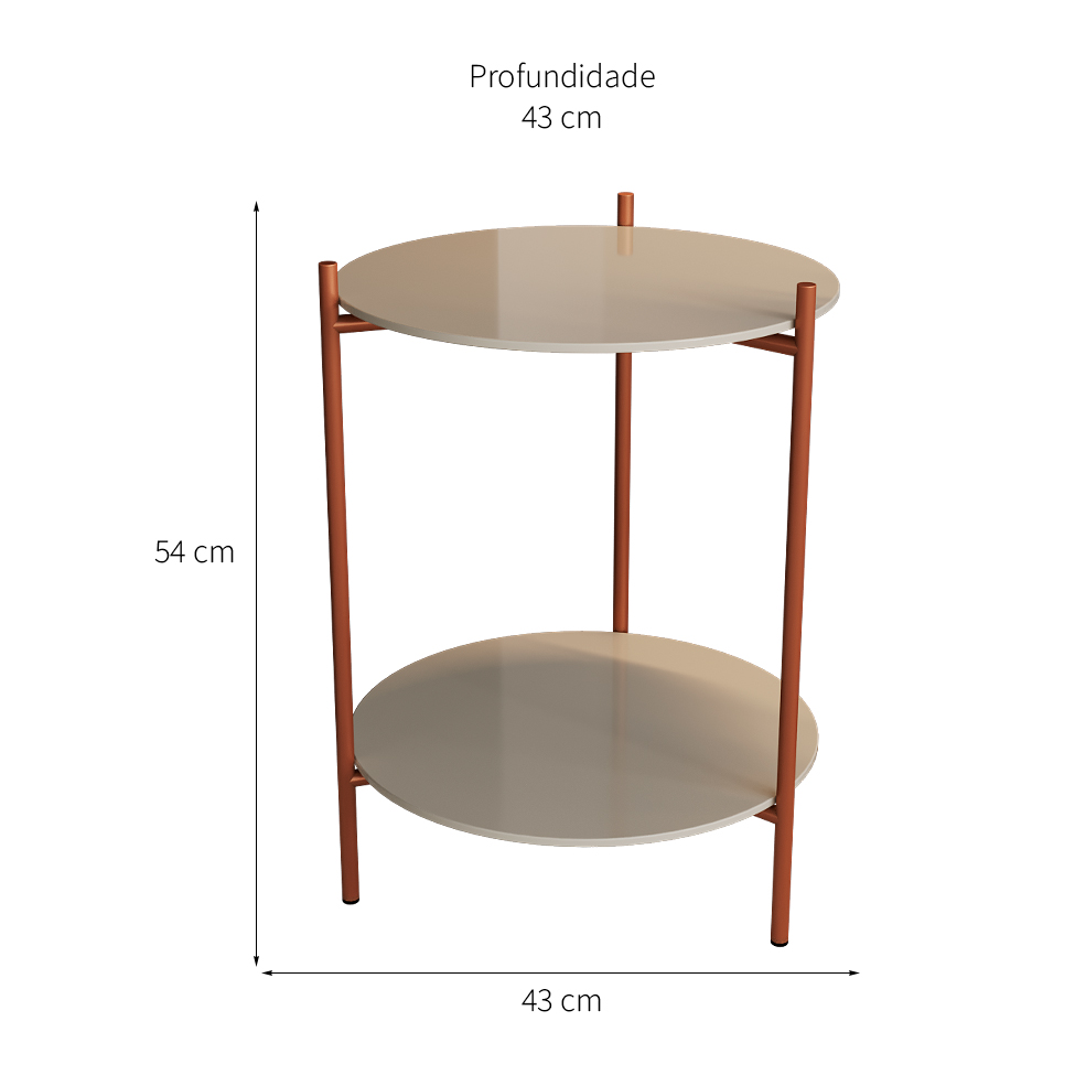 Mesa Lateral Marbella Premium Off White e Cobre