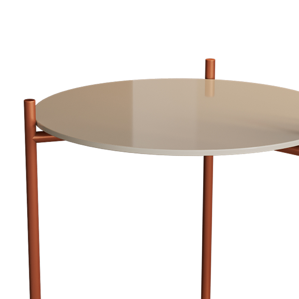 Mesa Lateral Marbella Premium Off White e Cobre