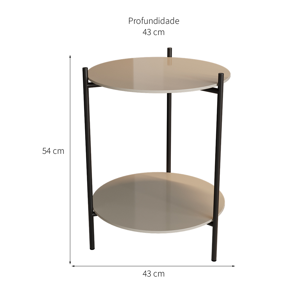 Mesa Lateral Marbella Premium Off White e Preta