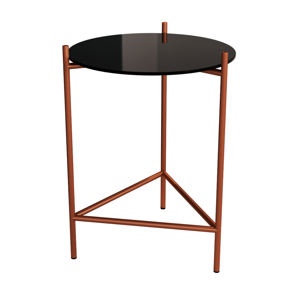 Mesa Lateral Marbella Preta e Cobre