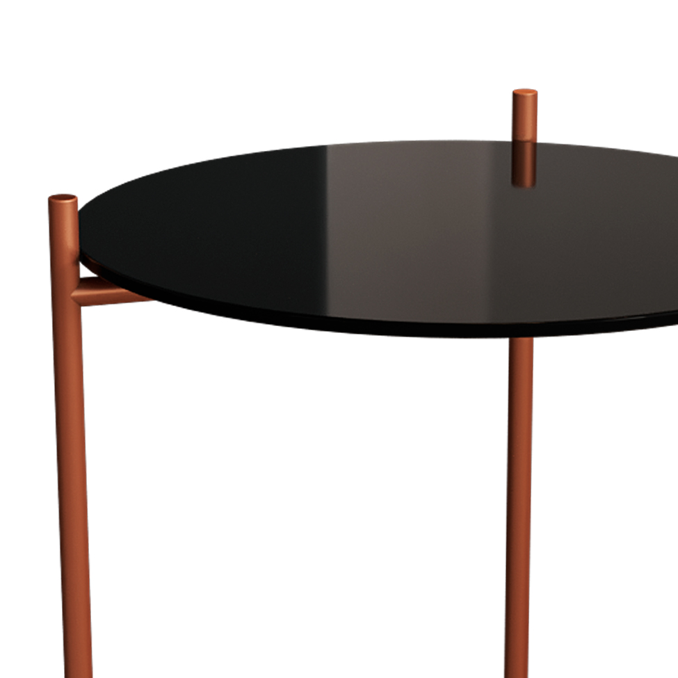 Mesa Lateral Marbella Preta e Cobre