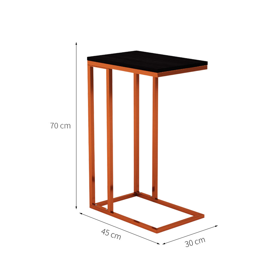 Mesa Lateral Retangular Elena Wood Cobre e Preta