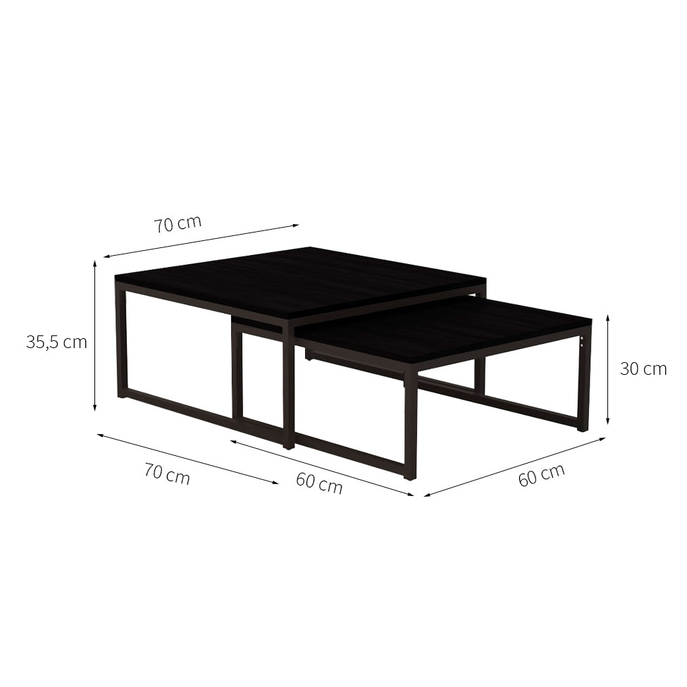 Mesa de Centro Quadrada Catarina Wood Preta