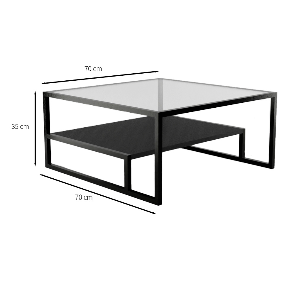 Mesa de Centro com Tampo de Vidro Toledo Preta