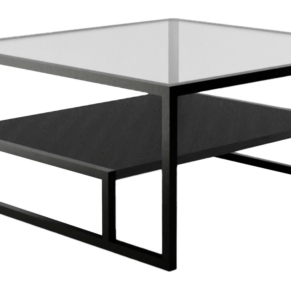 Mesa de Centro com Tampo de Vidro Toledo Preta
