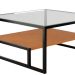 Mesa de Centro com Tampo de Vidro Toledo Preta e Canela