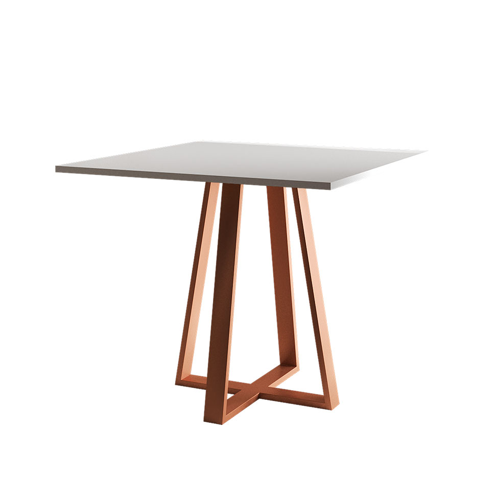 Mesa de Jantar Quadrada Mônaco Cobre e Branca 90 cm