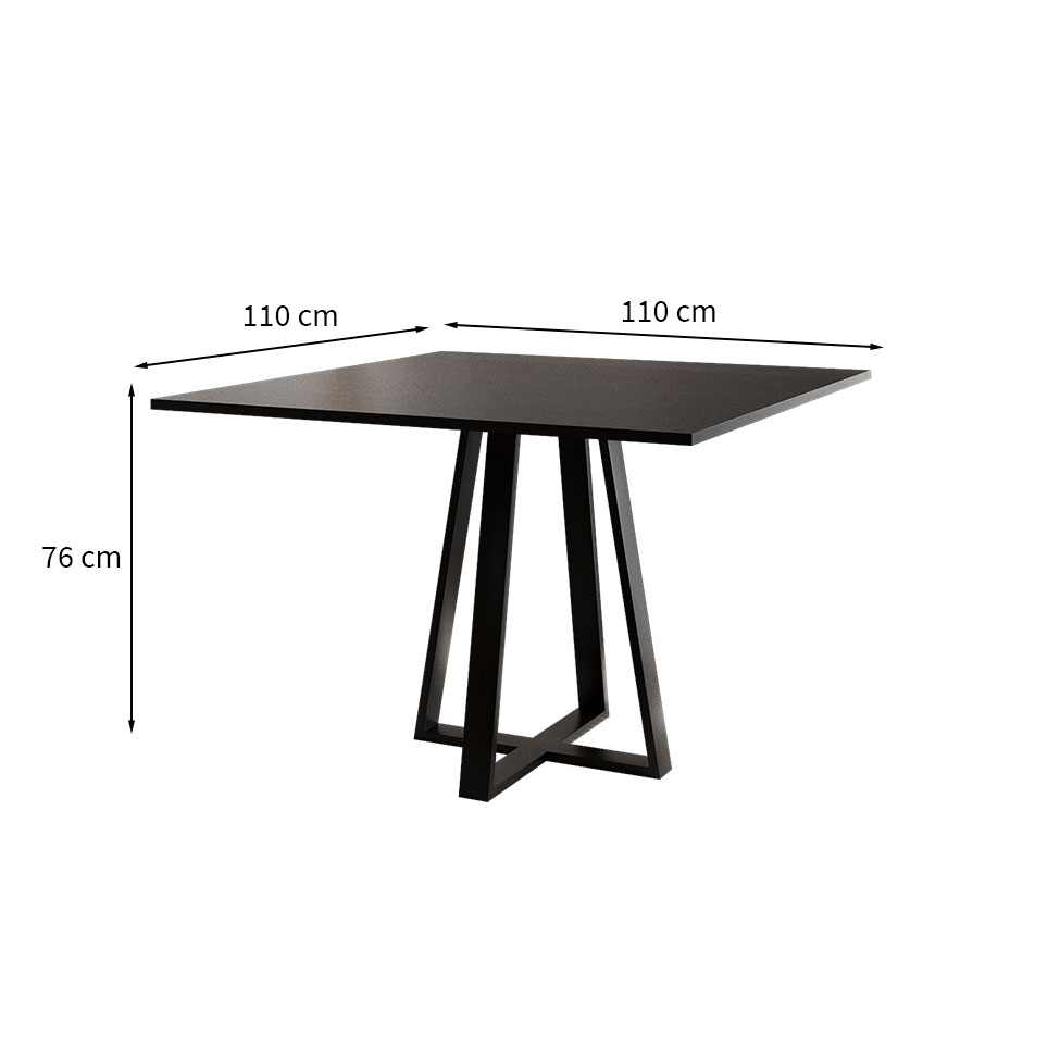 Mesa de Jantar Quadrada Mônaco Preta 110 cm