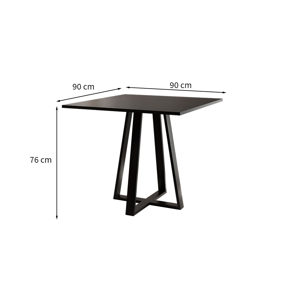 Mesa de Jantar Quadrada Mônaco Preta 90 cm
