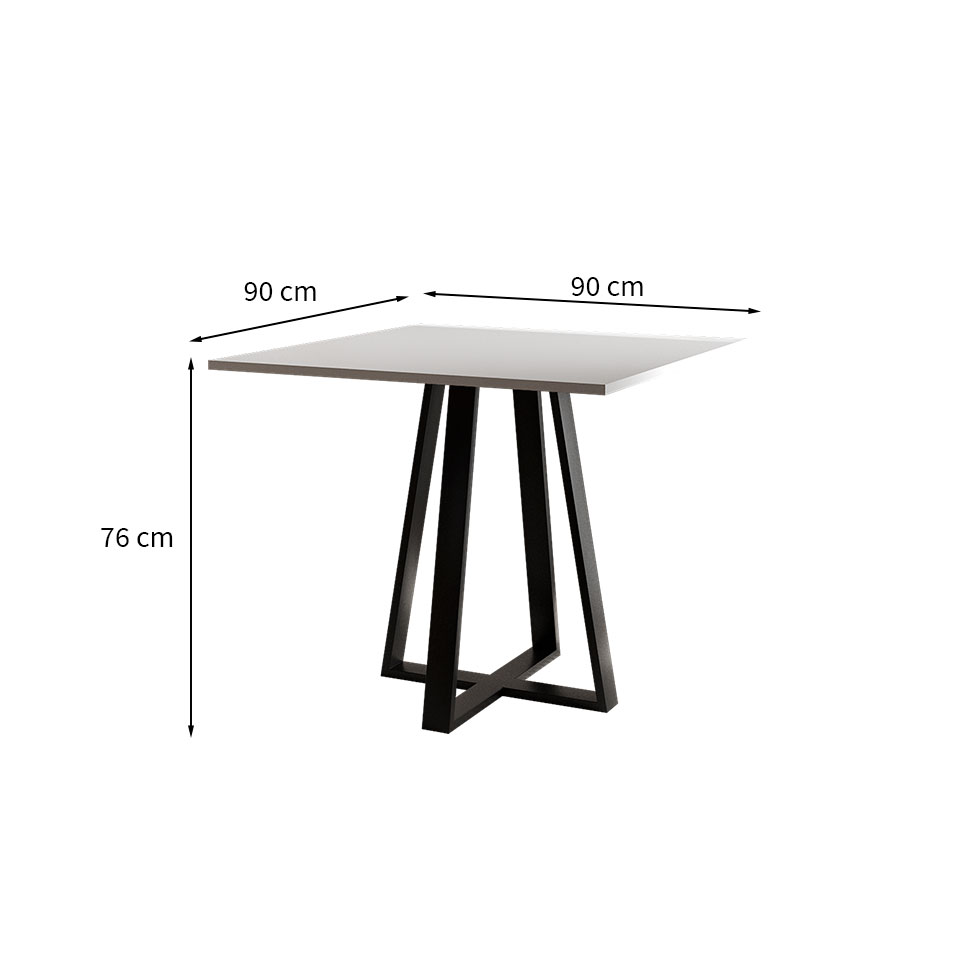 Mesa de Jantar Quadrada Mônaco Preta e Branca 90 cm