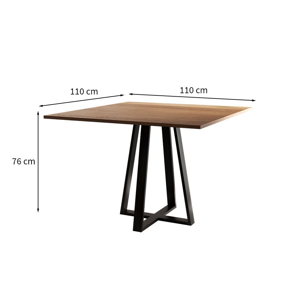 Mesa de Jantar Quadrada Mônaco Preta e Imbuia 110 cm