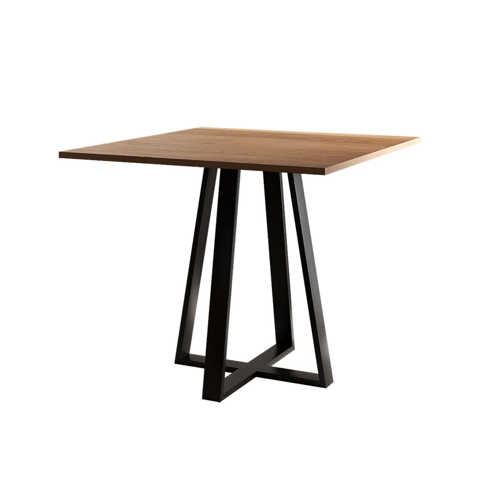 Mesa de Jantar Quadrada Mônaco Preta e Imbuia 90 cm