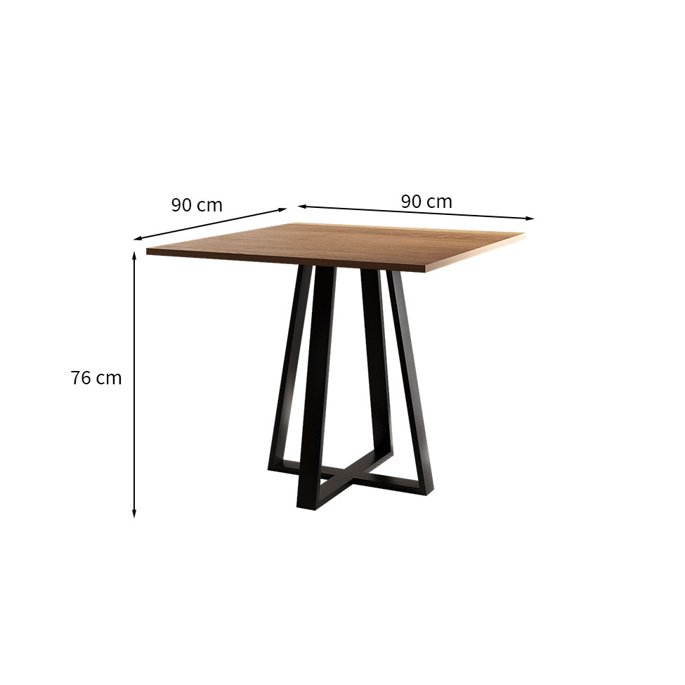 Mesa de Jantar Quadrada Mônaco Preta e Imbuia 90 cm