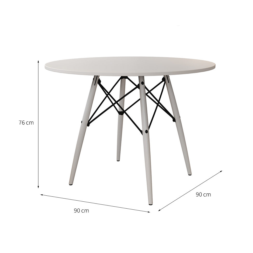 Mesa de Jantar Redonda Eiffel Wood Branca 90 cm