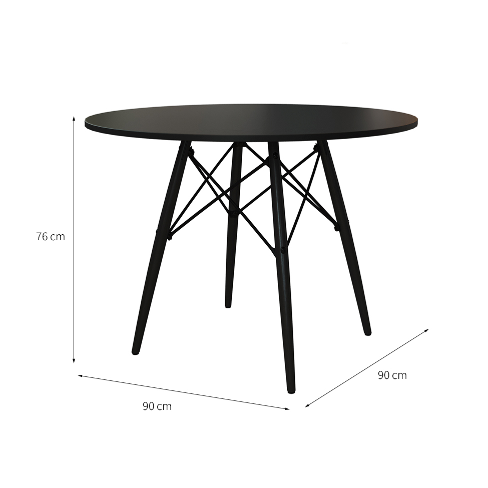 Mesa de Jantar Redonda Eiffel Wood Preta 90 cm
