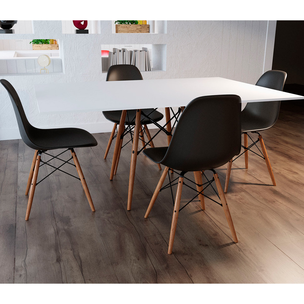 Mesa de Jantar Retangular Eiffel Wood Branca 120 cm