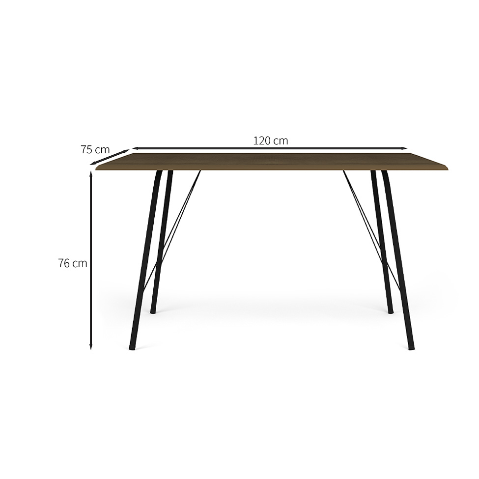 Mesa de Jantar Retangular Paraty Amêndoa e Preta 120 cm