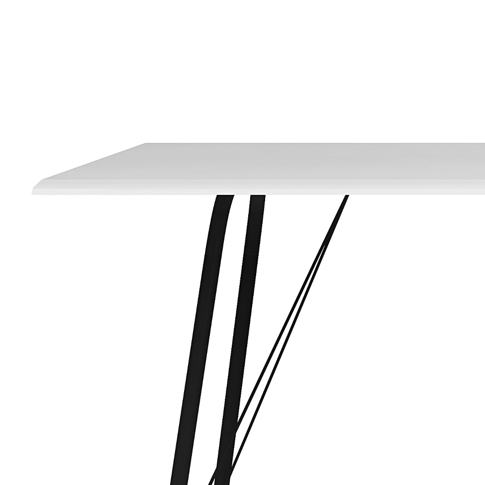 Mesa de Jantar Retangular Paraty Branca e Preta 120 cm