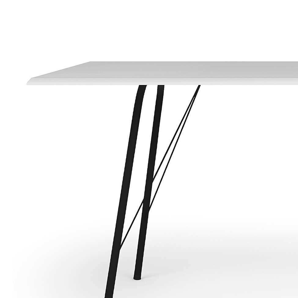Mesa de Jantar Retangular Paraty Branca e Preta 140 cm