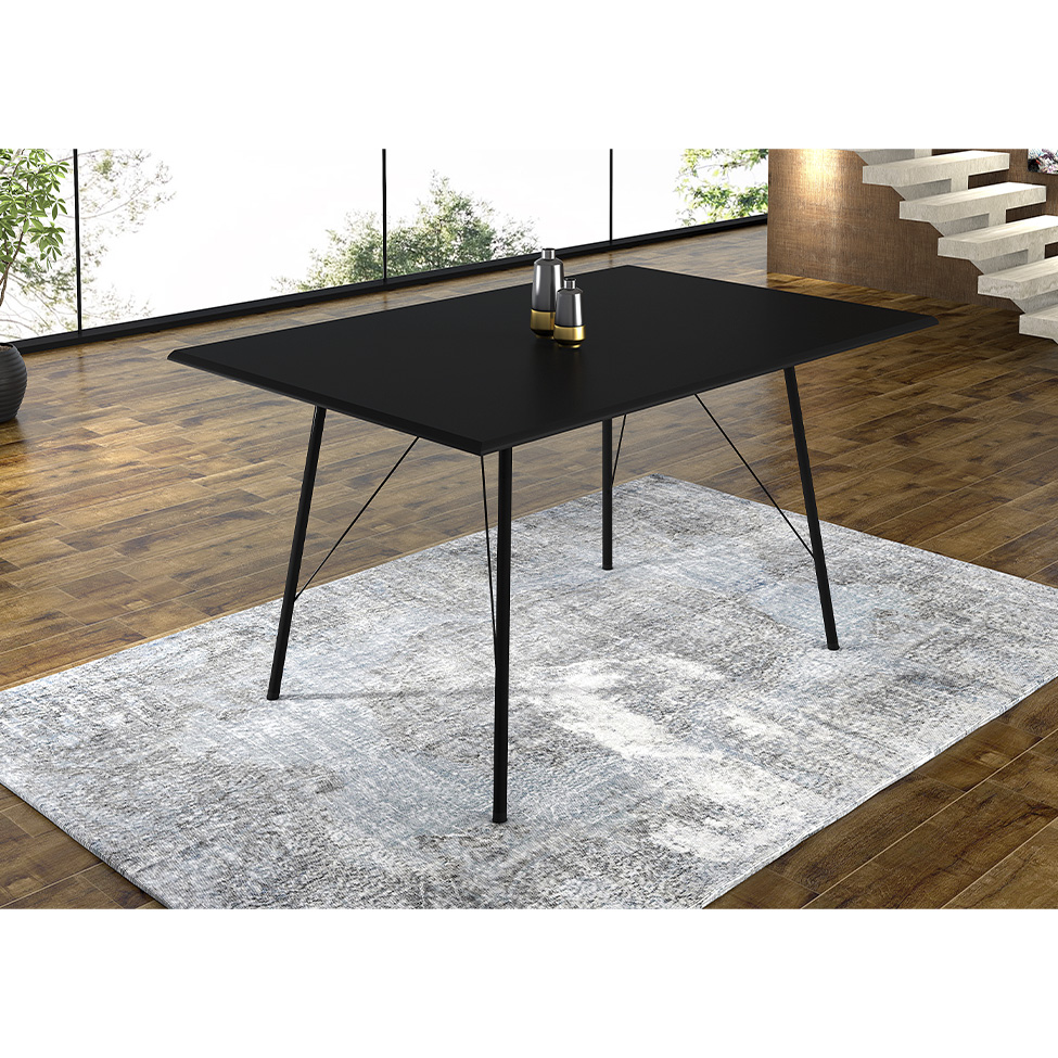Mesa de Jantar Retangular Paraty Preta 120 cm
