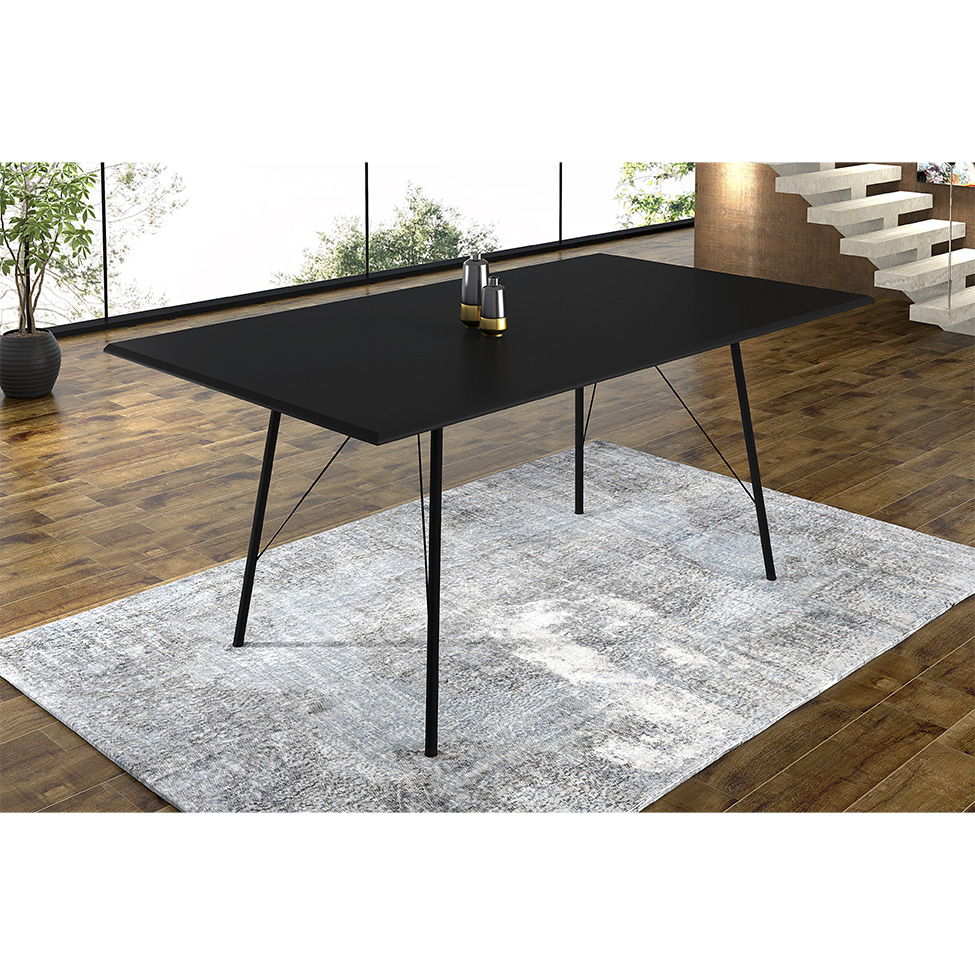 Mesa de Jantar Retangular Paraty Preta 150 cm