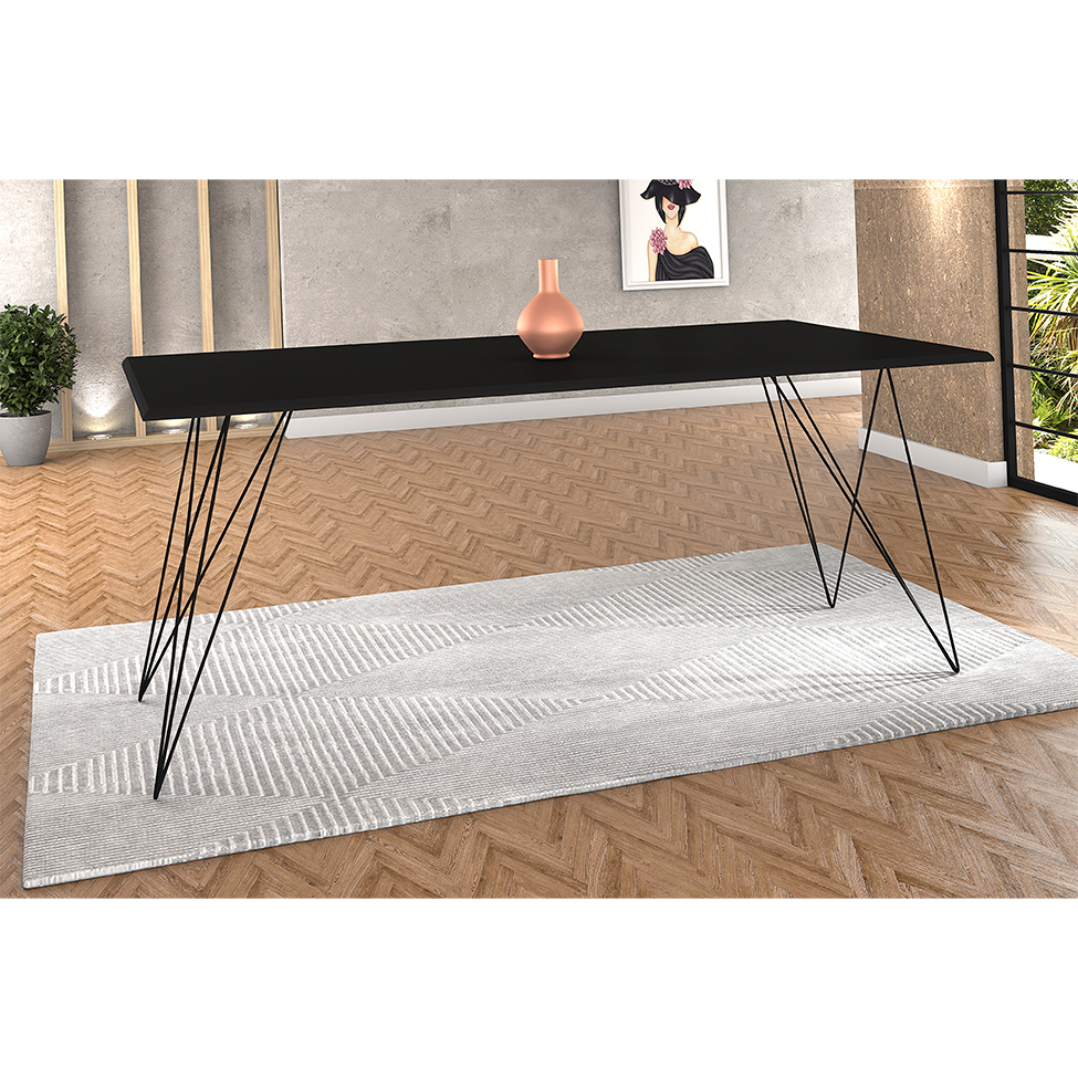 Mesa de Jantar Retangular Trama Preta 140 cm