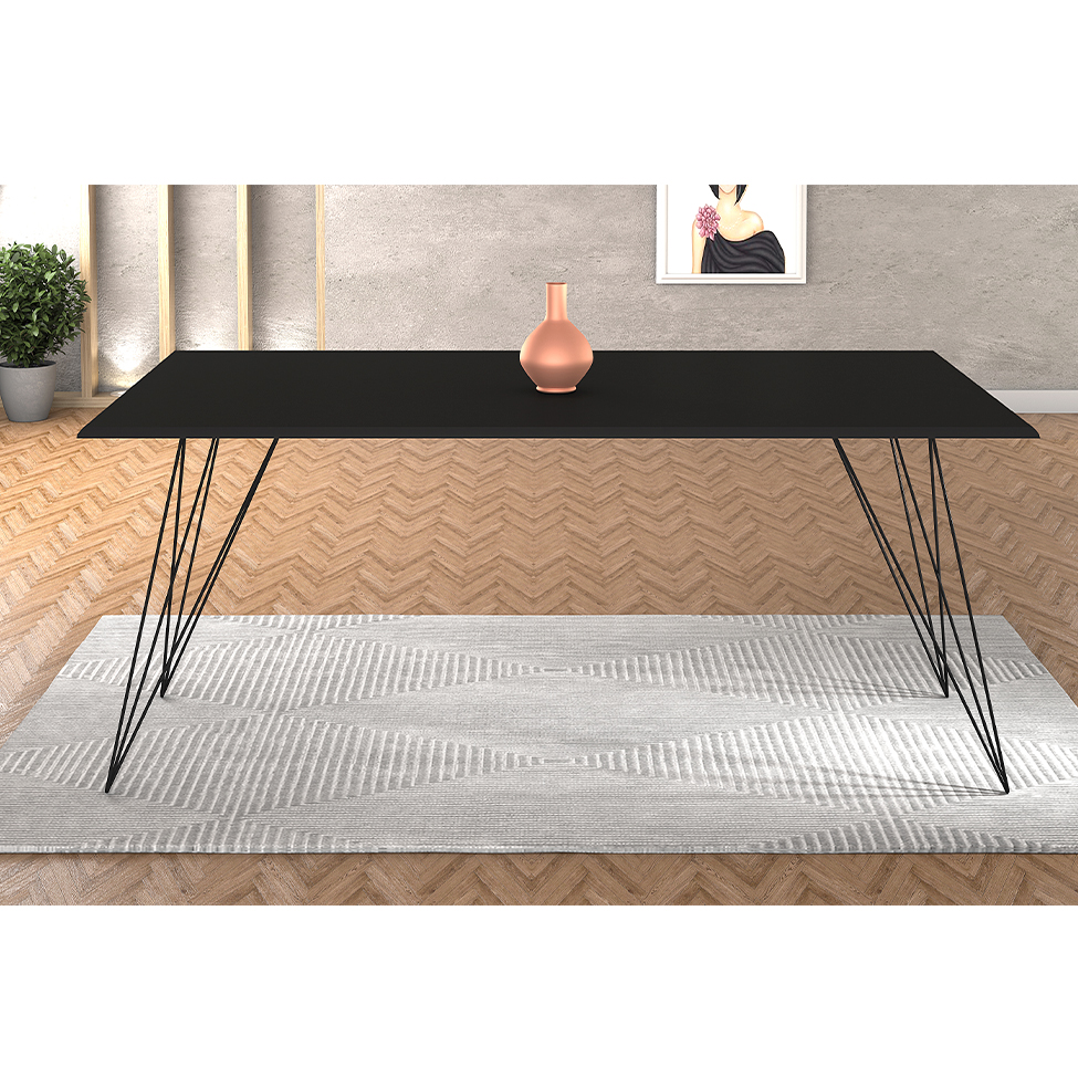 Mesa de Jantar Retangular Trama Preta 140 cm