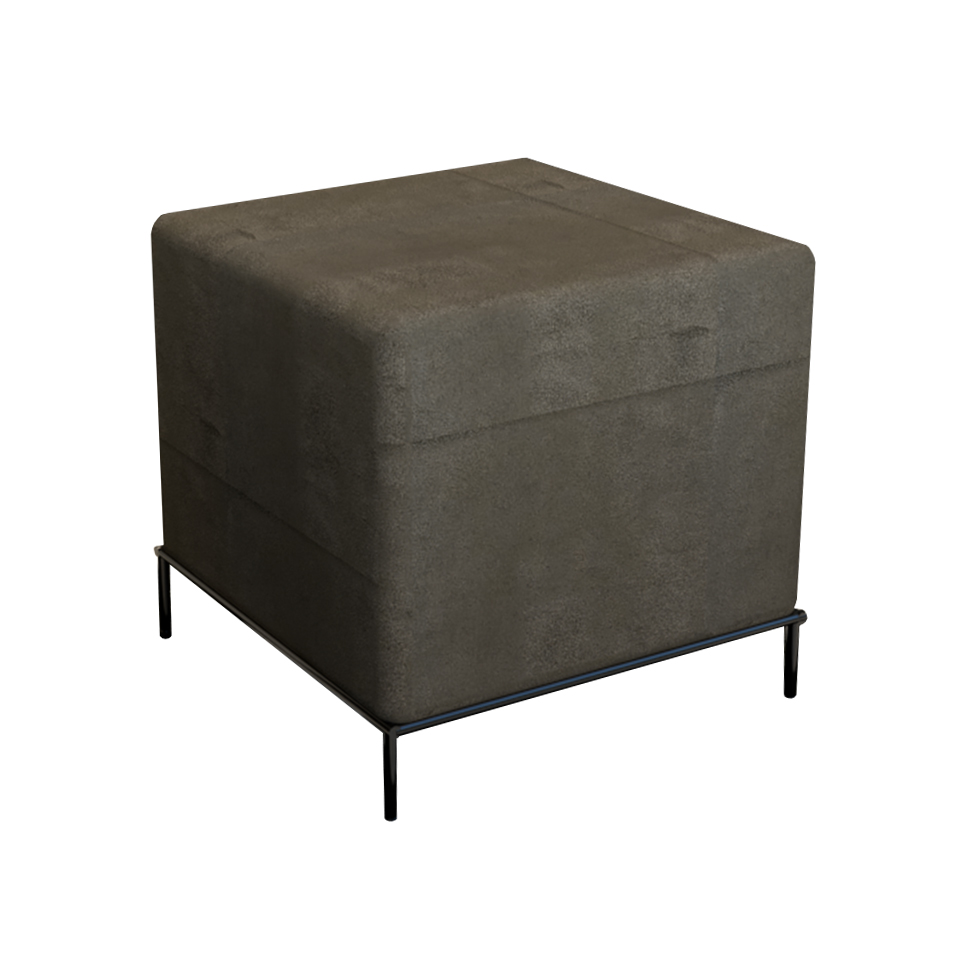 Puff Sevilha Suede Marrom e Preto