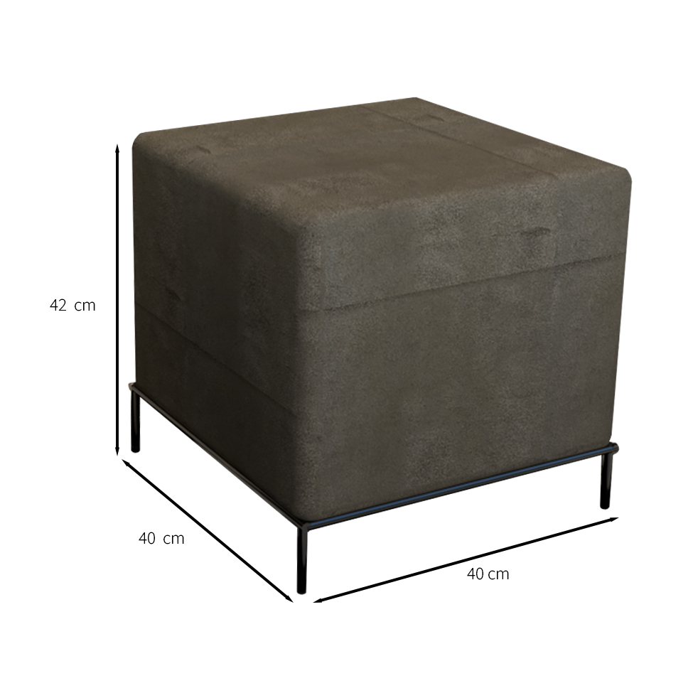 Puff Sevilha Suede Marrom e Preto