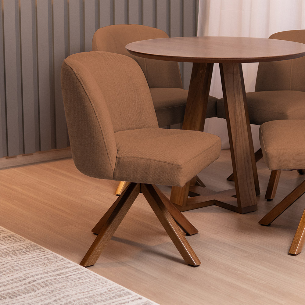 Cadeira De Jantar Cléo Base Giromad Linho Terracota - Nexta Casa