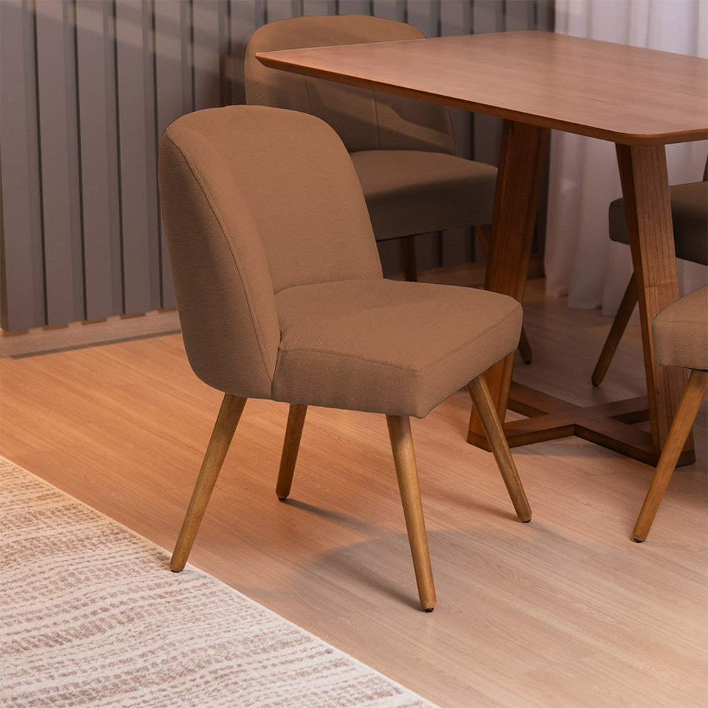 Cadeira De Jantar Cléo Pés Palito Linho Terracota - Nexta Casa