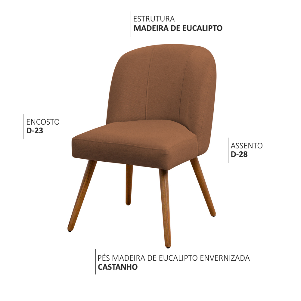 Cadeira De Jantar Cléo Pés Palito Linho Terracota - Nexta Casa