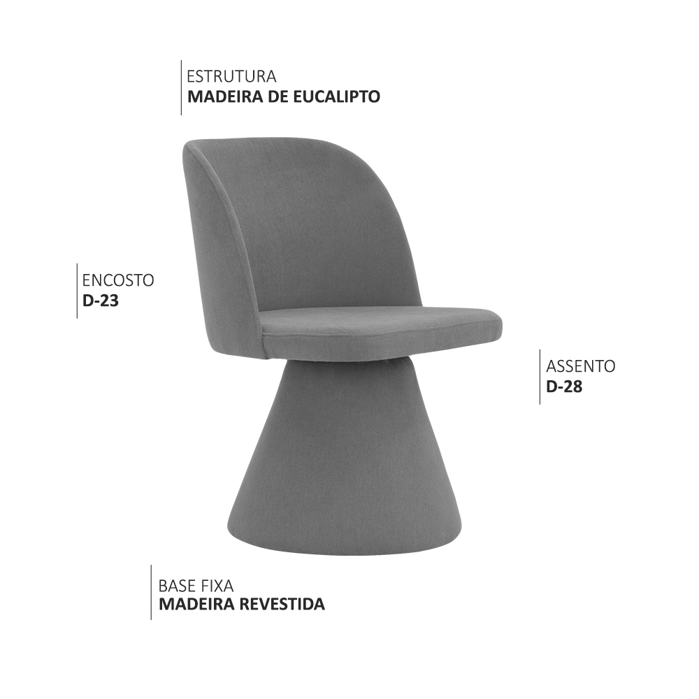 Cadeira de Jantar Liz Base Fixa Linho Cinza - Nexta Casa