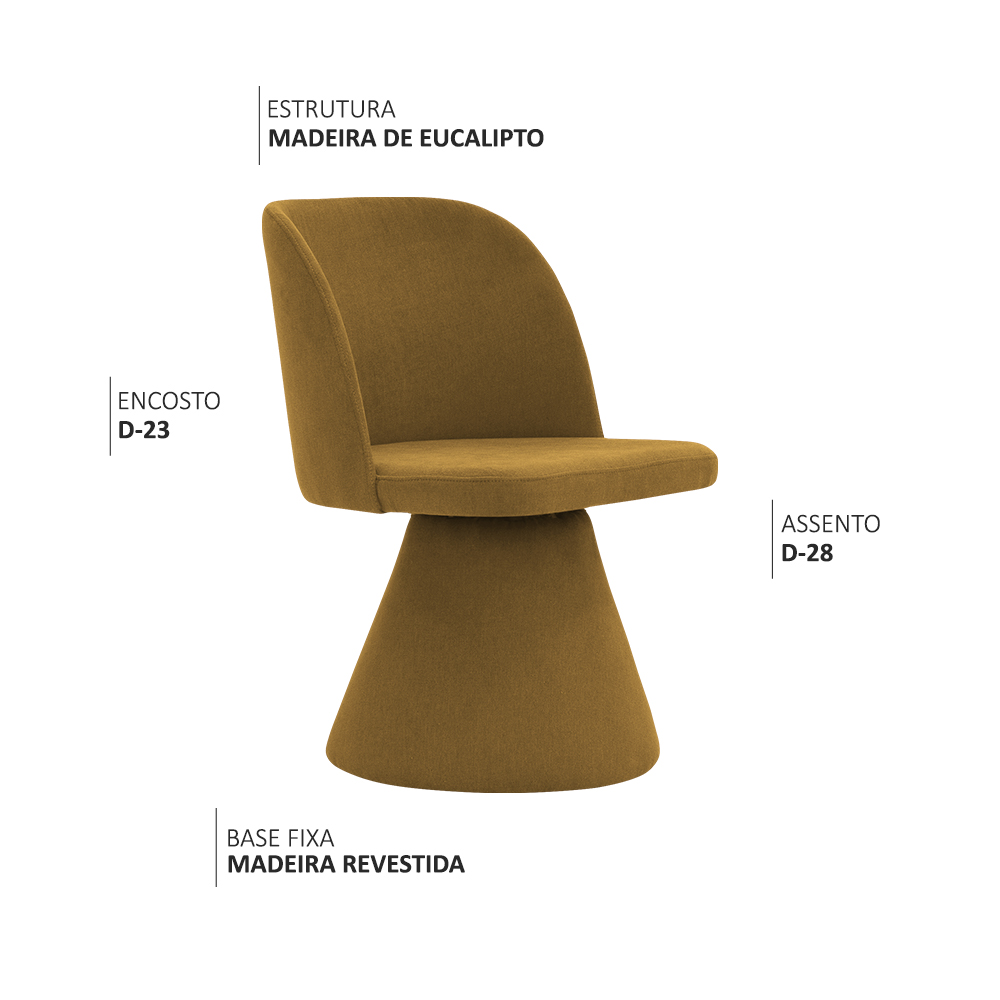 Cadeira de Jantar Liz Base Fixa Linho Mostarda - Nexta Casa