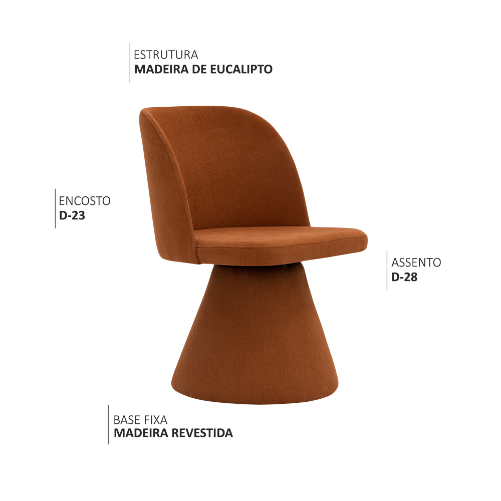 Cadeira de Jantar Liz Base Fixa Linho Terracota - Nexta Casa