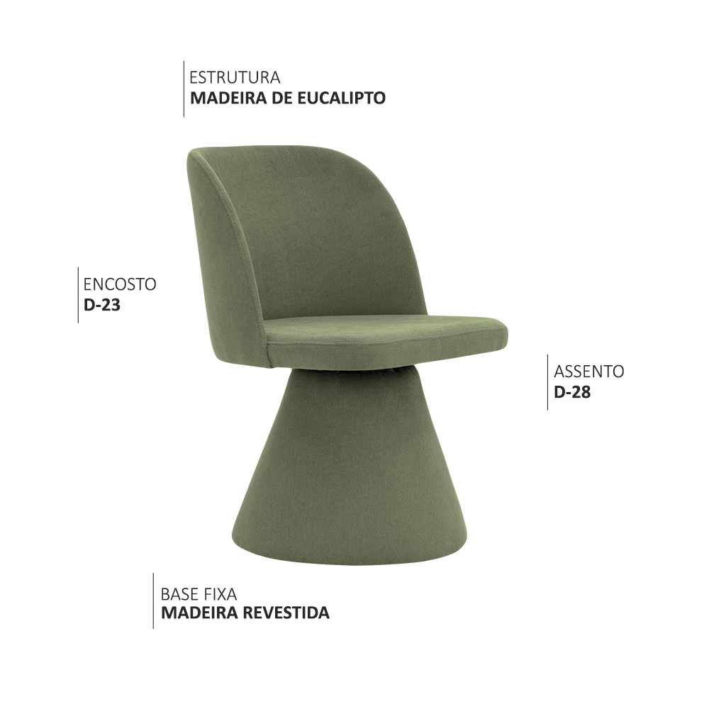 Cadeira de Jantar Liz Base Fixa Linho Verde - Nexta Casa